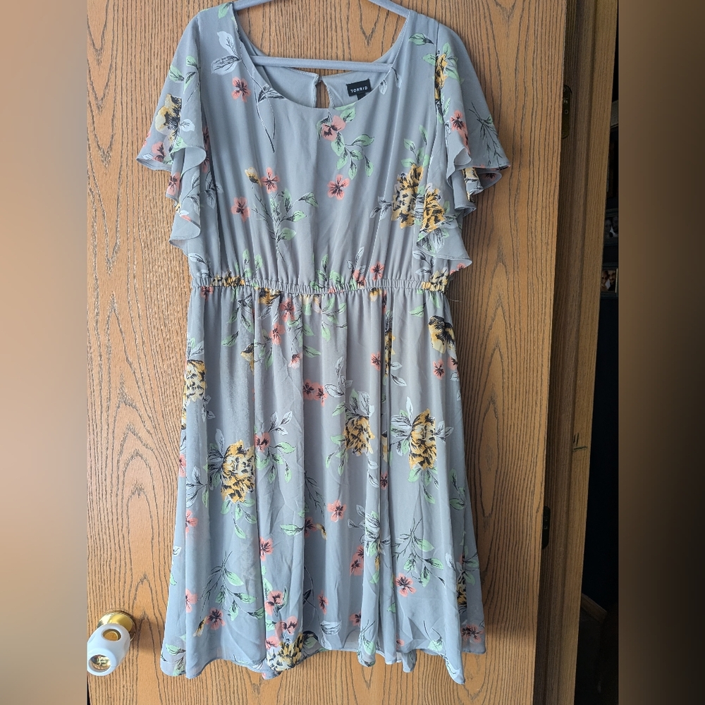 Torrid Gray And Floral Midi Dress | 2